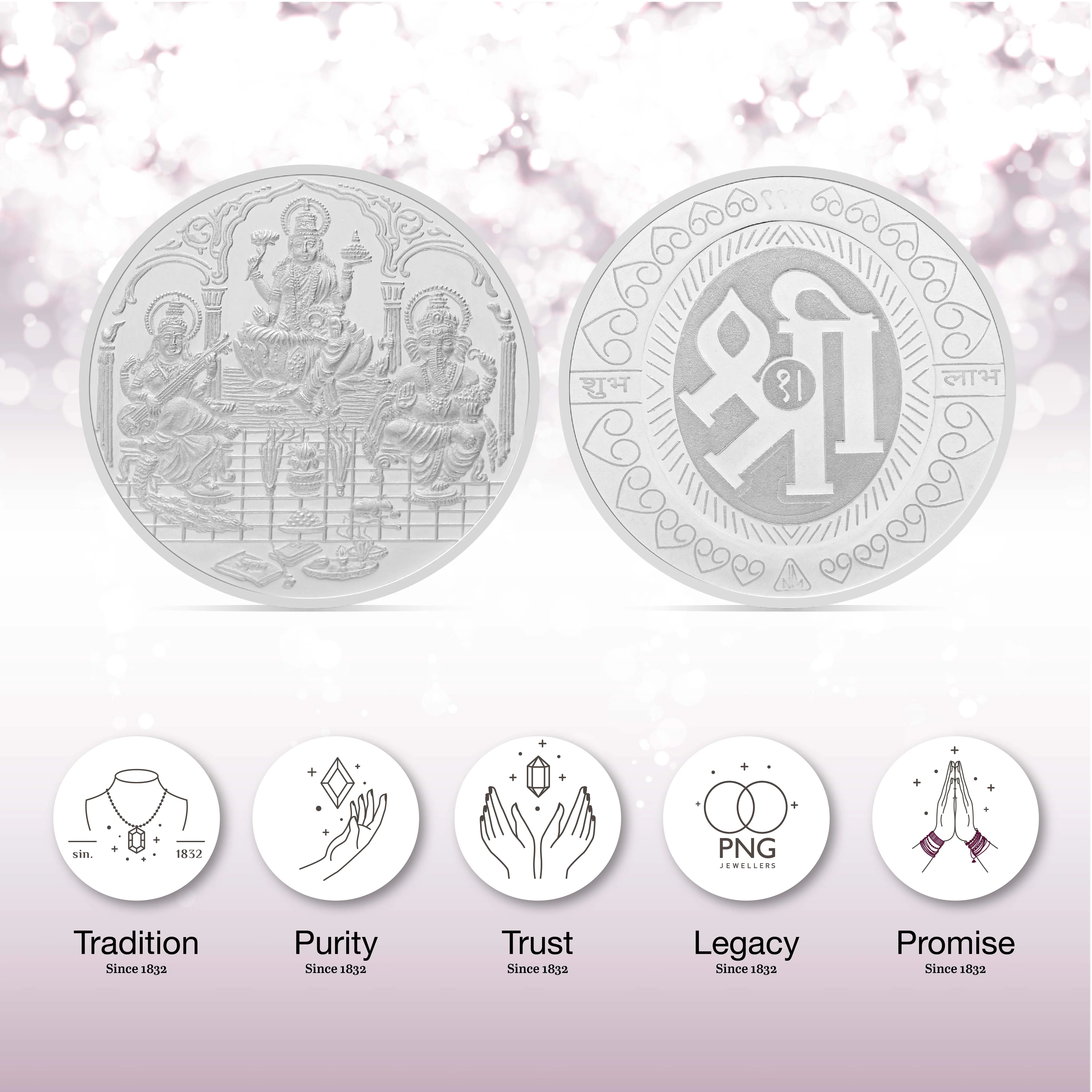 20 gms Silver Trimurti Coin - Image 3