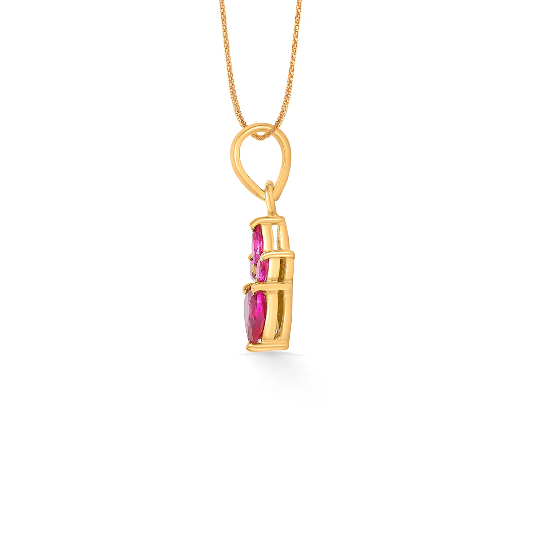 Red Jewel 22 Karat (916) Yellow Gold Heart Pendant For Women - Image 3