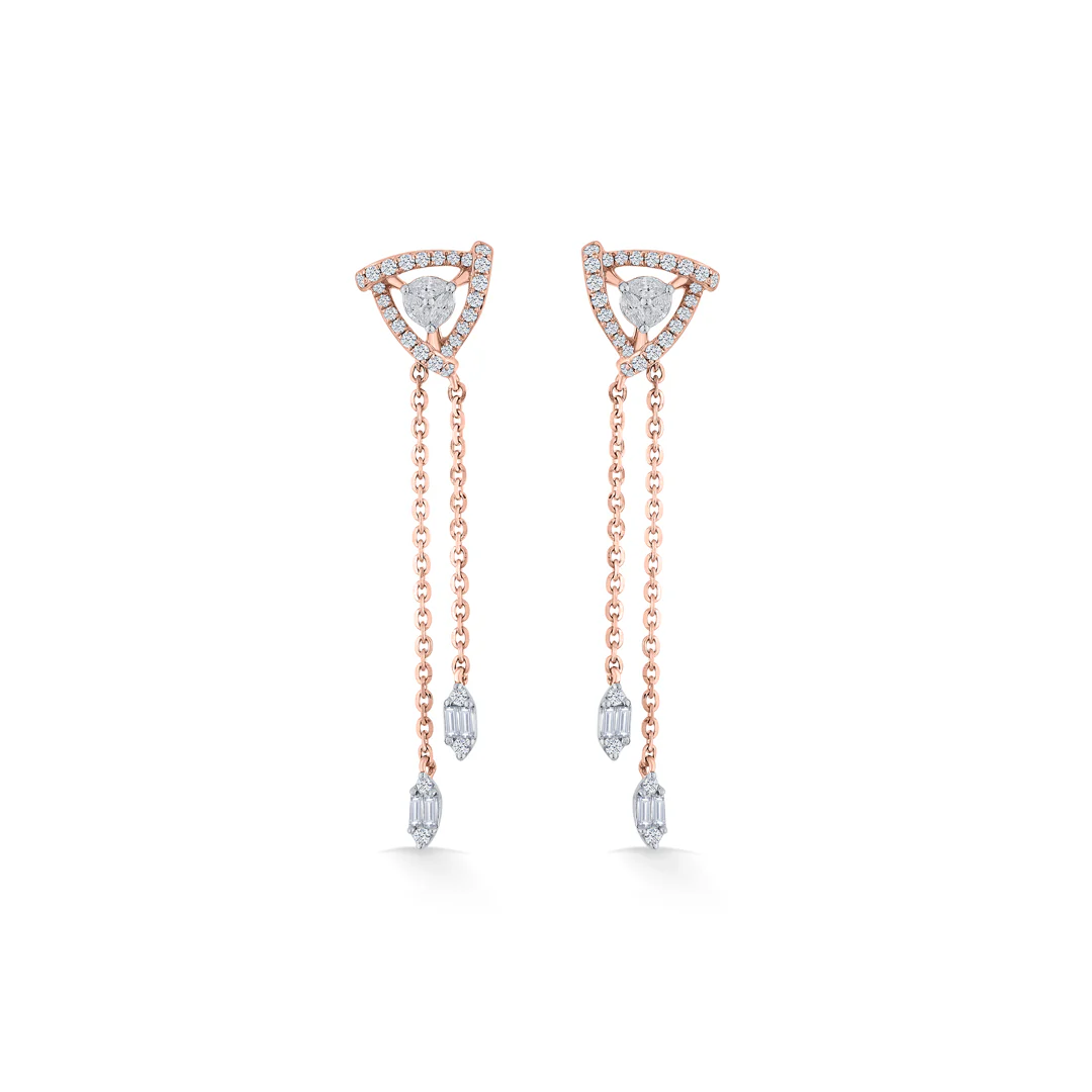 Apex Pyramid Gold Stud Diamond Earring for Women - Image 3