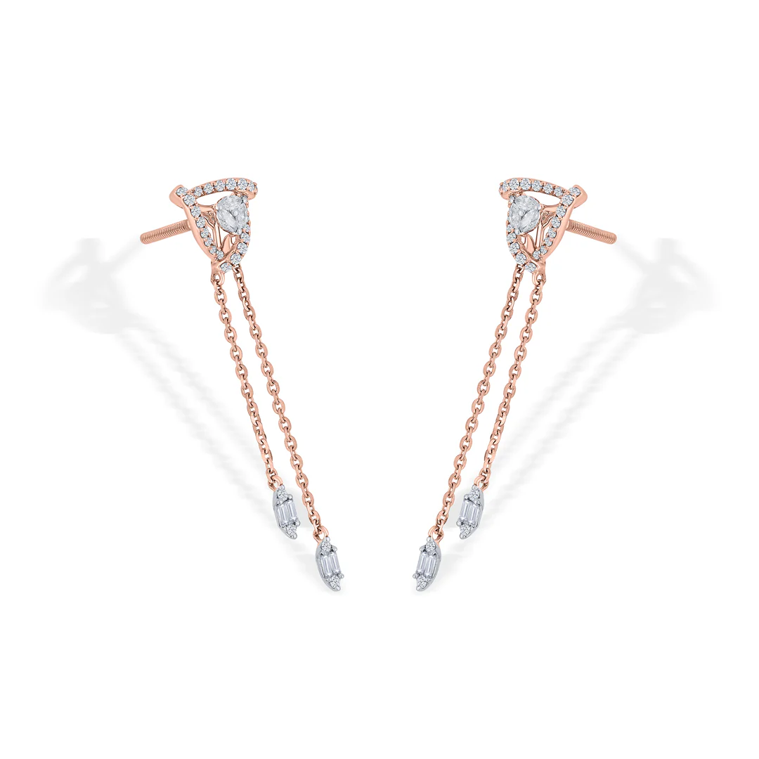 Apex Pyramid Gold Stud Diamond Earring for Women - Image 4
