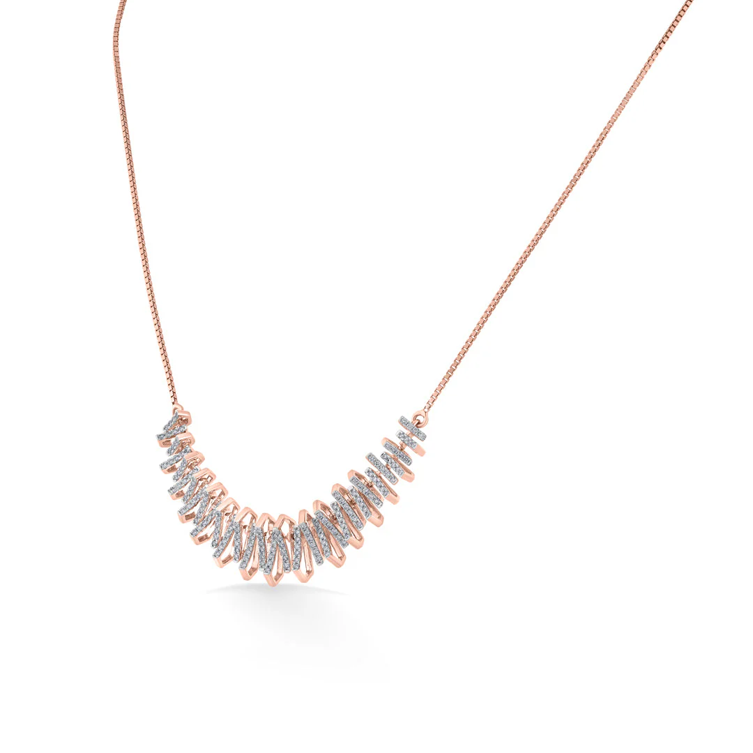 Arinya Echelon Rose Gold Diamond Necklace - Image 3