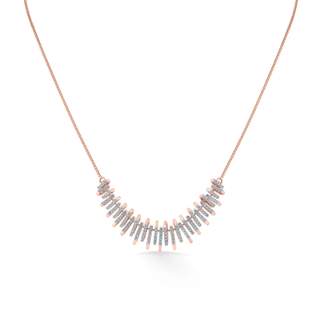 Arinya Echelon Rose Gold Diamond Necklace - Image 6