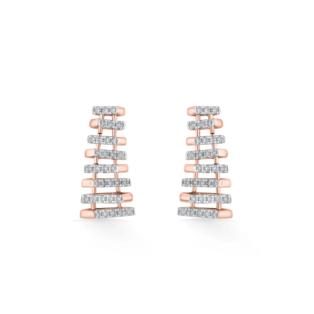 Arinya Grille Rose Gold Diamond Earring - Image 3