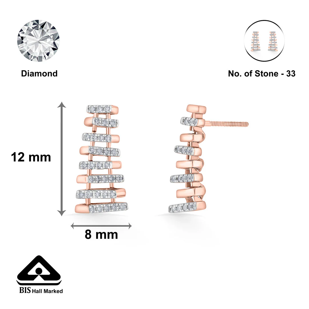 Arinya Grille Rose Gold Diamond Earring - Image 6