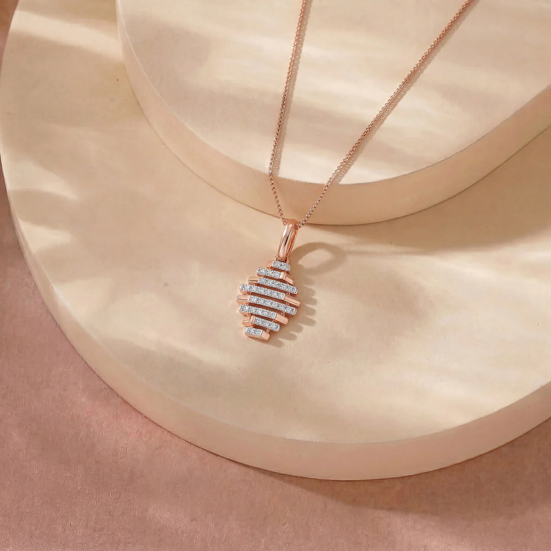 Arinya Laminae Rose Gold Diamond Pendant