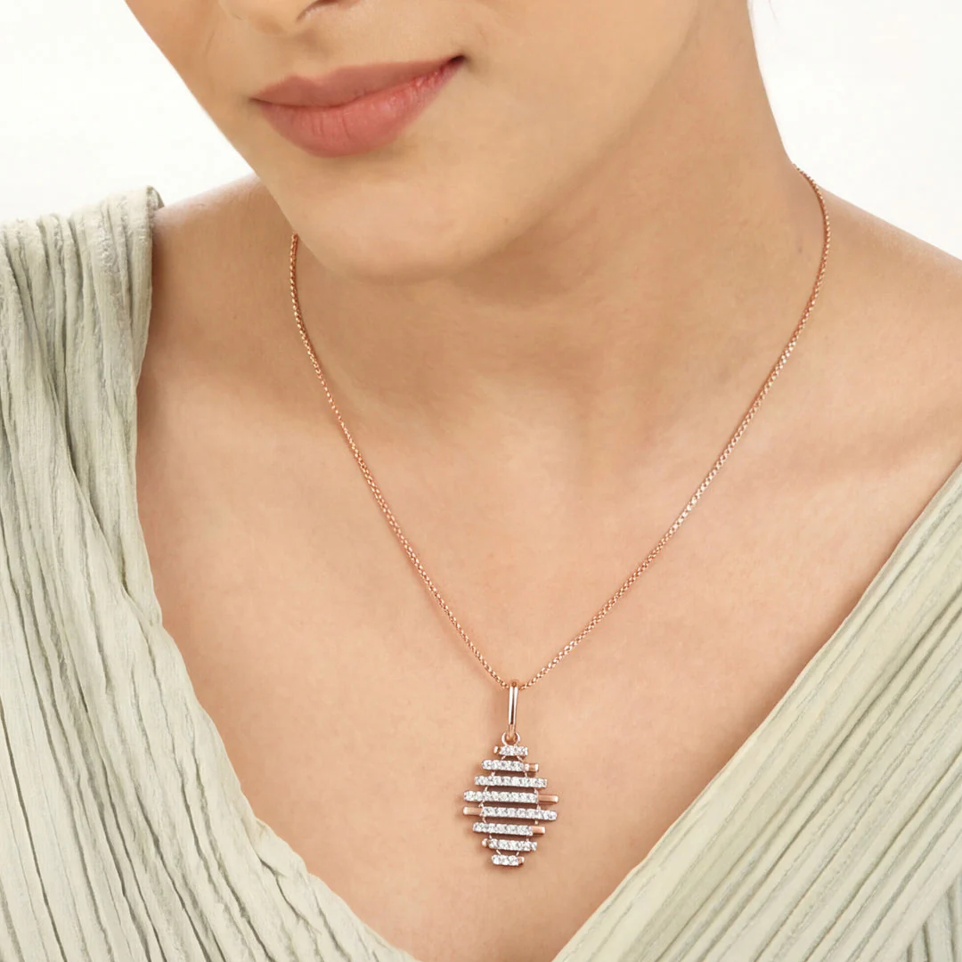 Arinya Laminae Rose Gold Diamond Pendant - Image 2