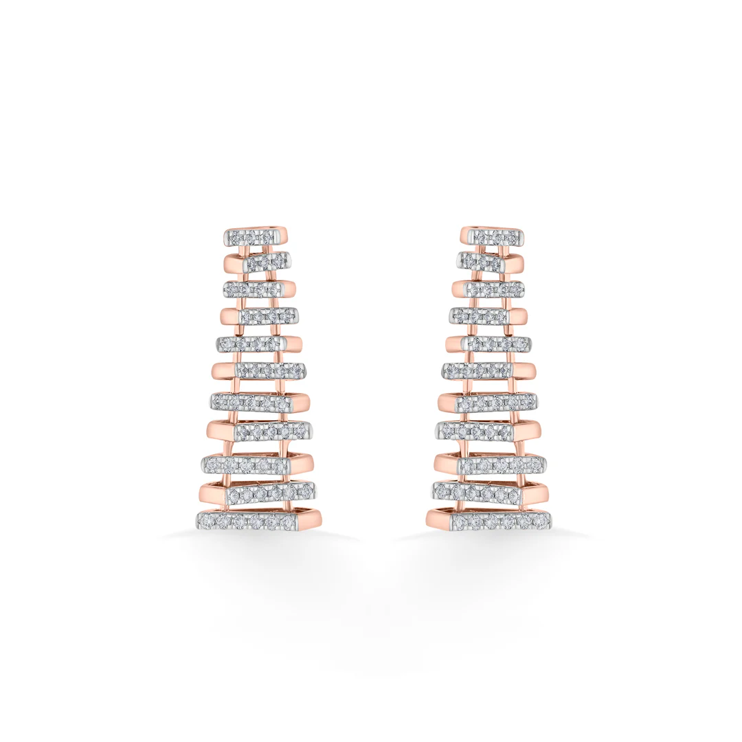 Arinya Lattice Rose Gold Diamond Earring - Image 3