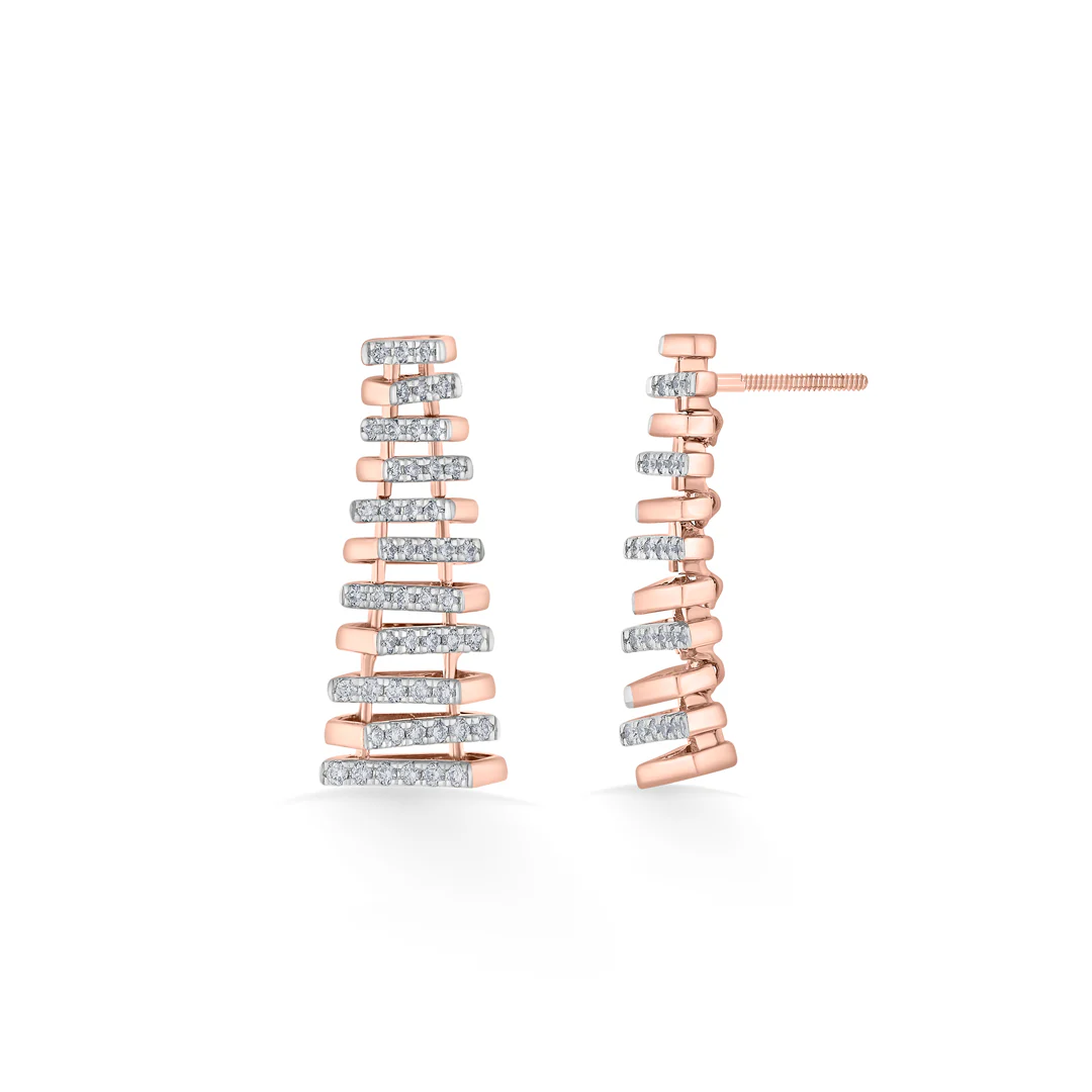 Arinya Lattice Rose Gold Diamond Earring - Image 5