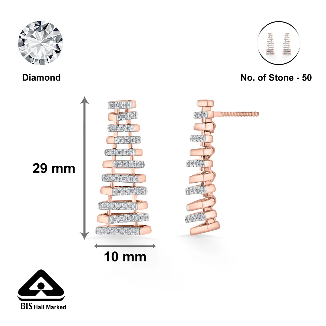 Arinya Lattice Rose Gold Diamond Earring - Image 6