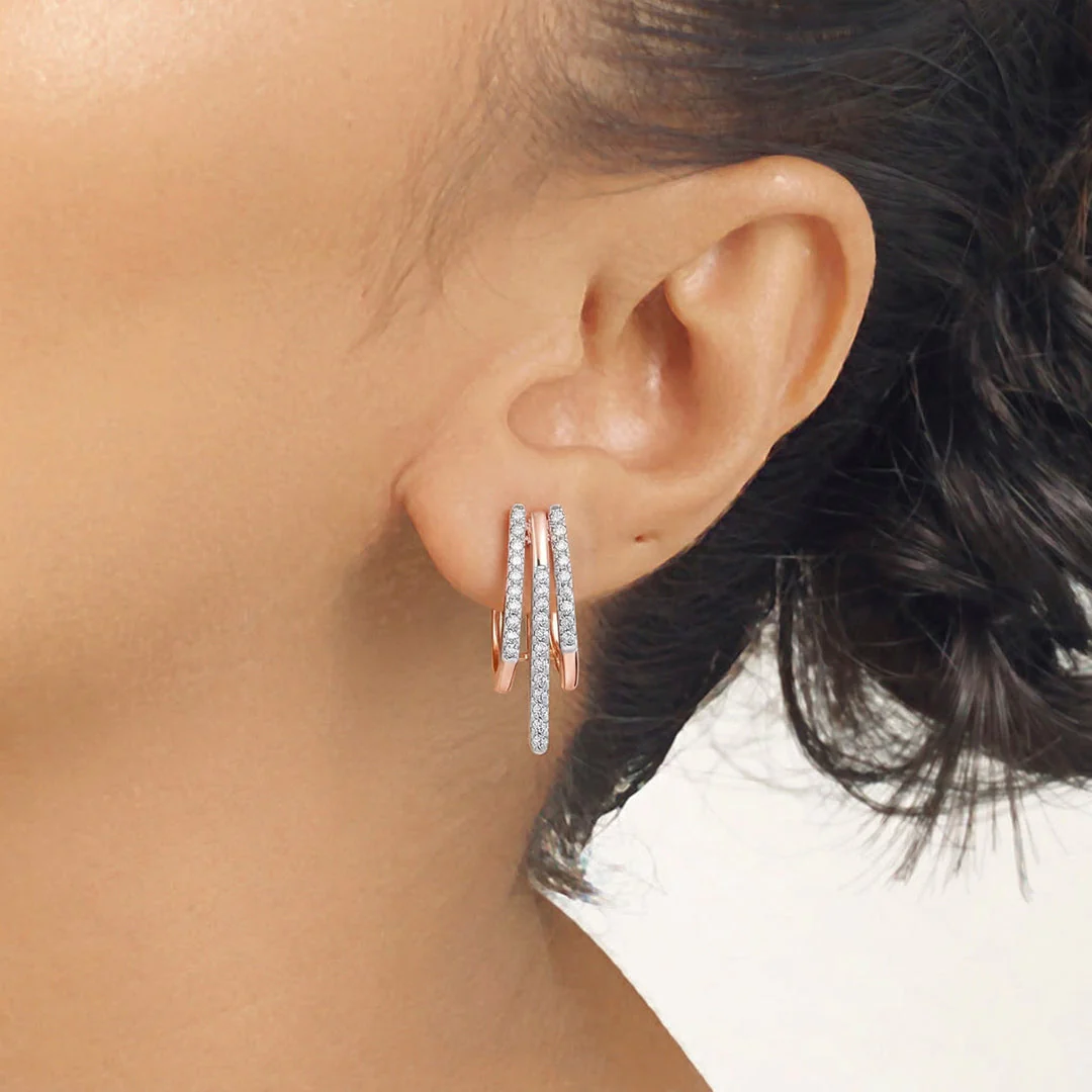 Arinya Module Rose Gold Diamond Earring - Image 2