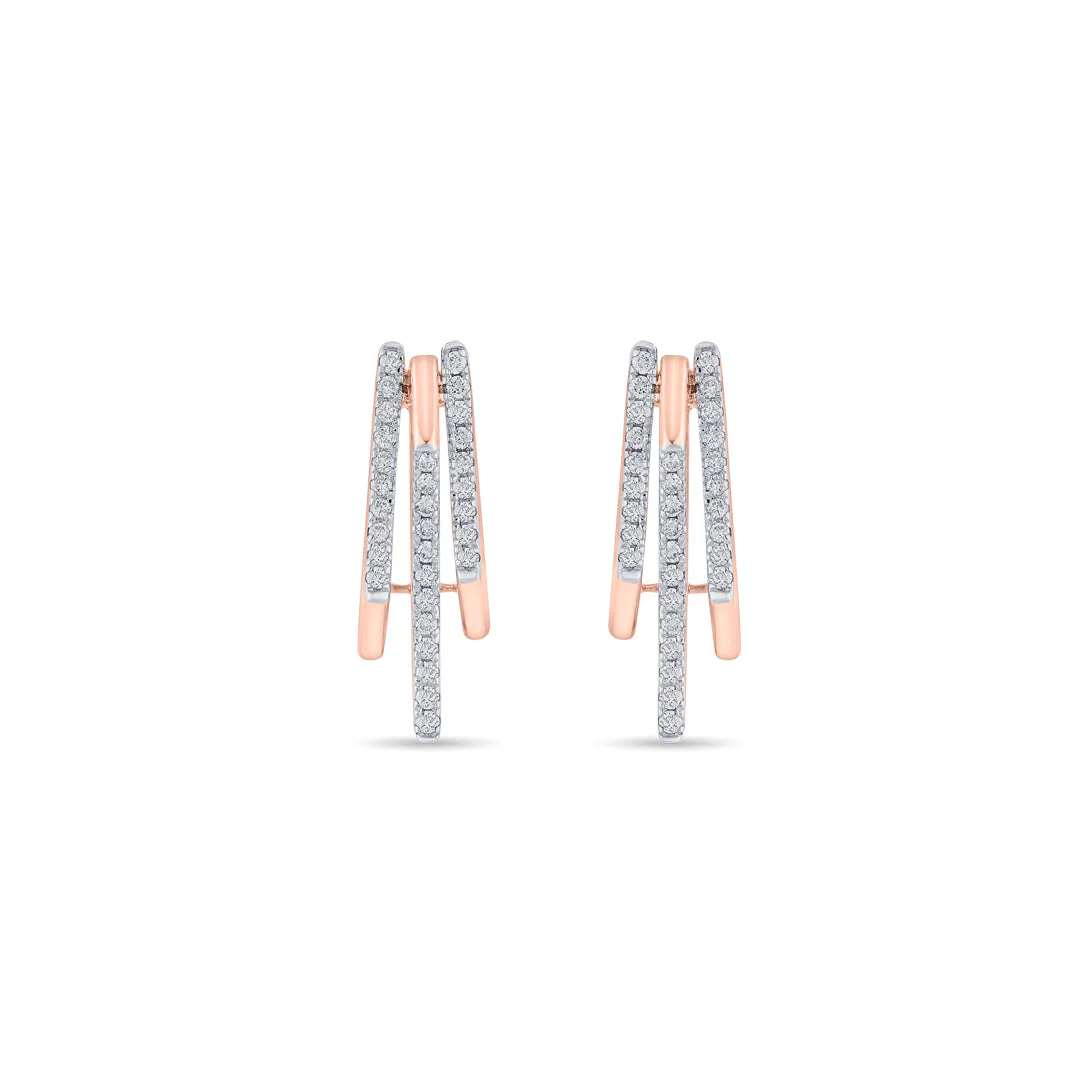 Arinya Module Rose Gold Diamond Earring - Image 3