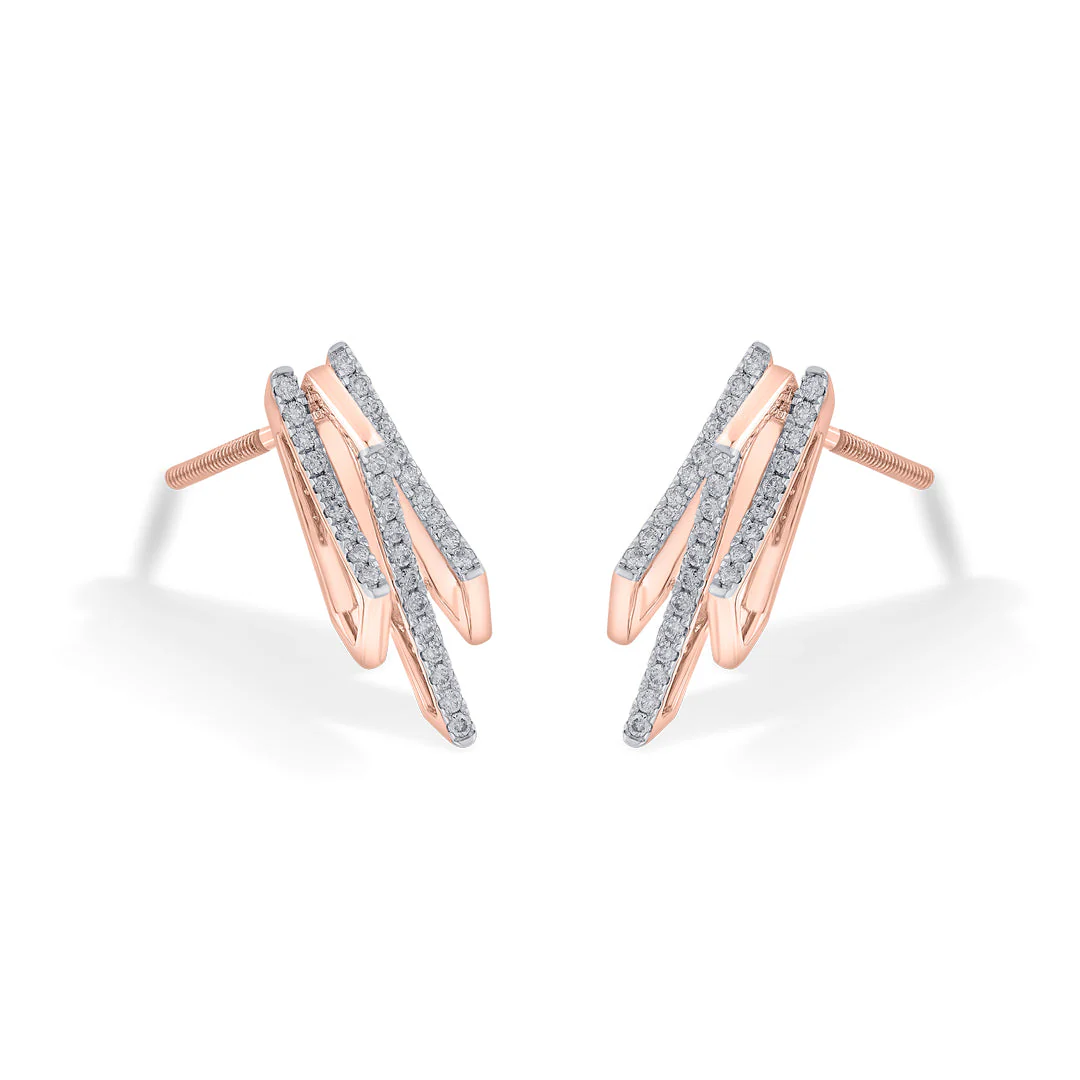 Arinya Module Rose Gold Diamond Earring - Image 4