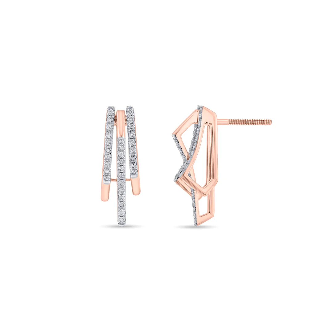 Arinya Module Rose Gold Diamond Earring - Image 5