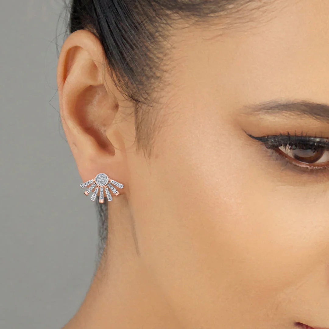 Arinya Span Rose Gold Diamond Earring - Image 2