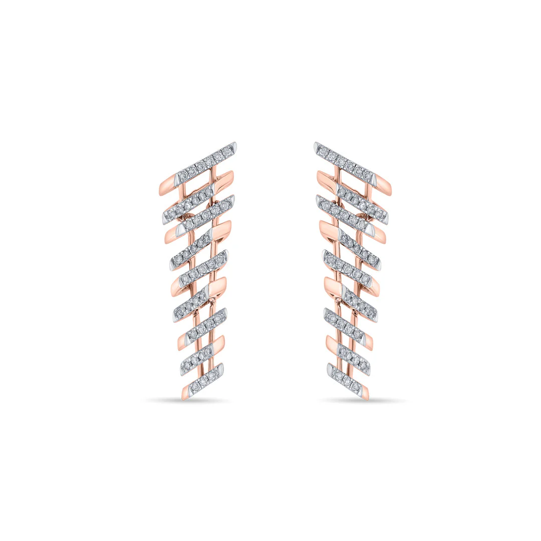 Arinya Tracery Rose Gold Diamond Earring - Image 3