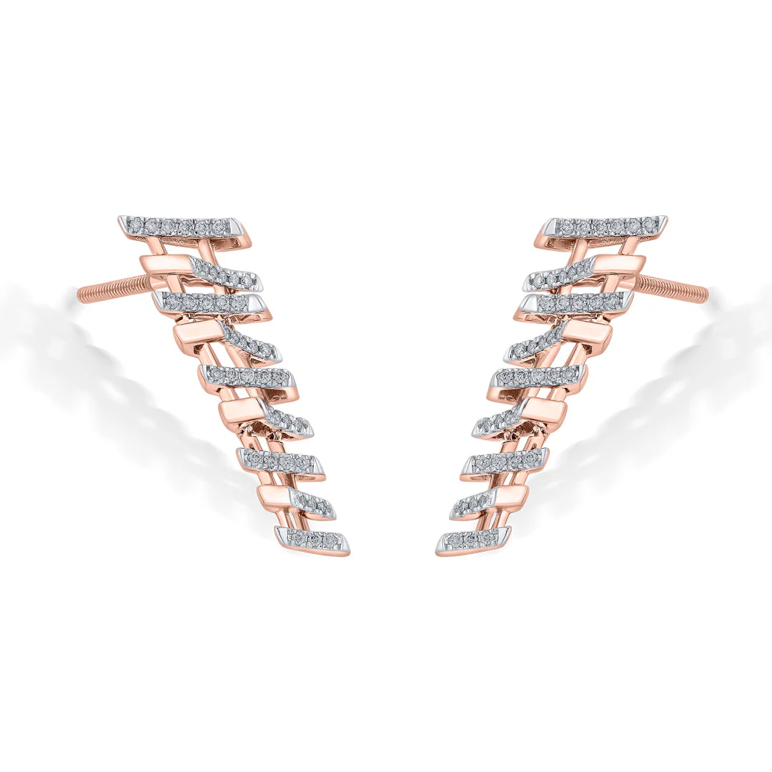 Arinya Tracery Rose Gold Diamond Earring - Image 4