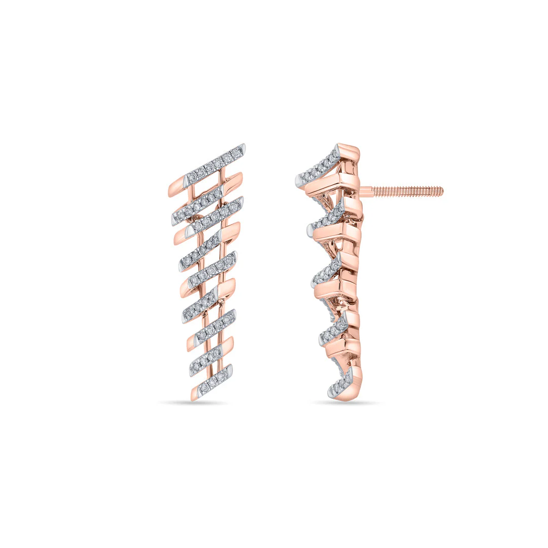 Arinya Tracery Rose Gold Diamond Earring - Image 5