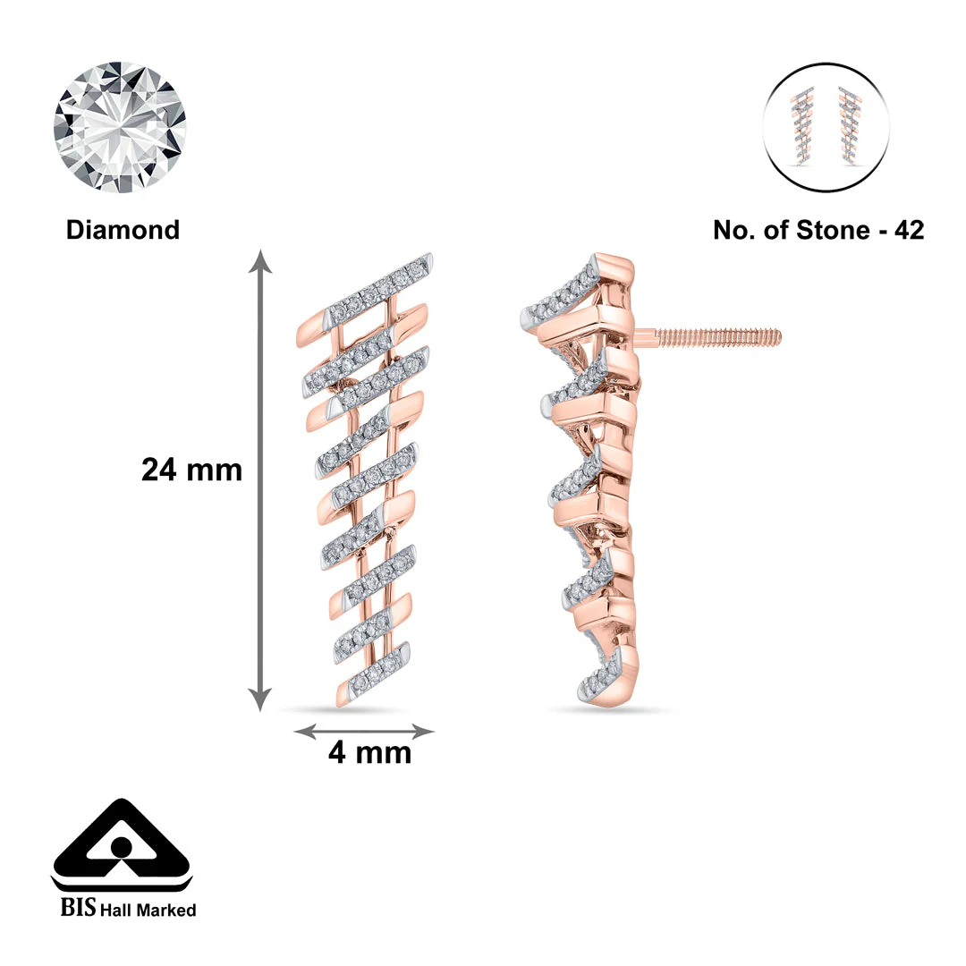 Arinya Tracery Rose Gold Diamond Earring - Image 6