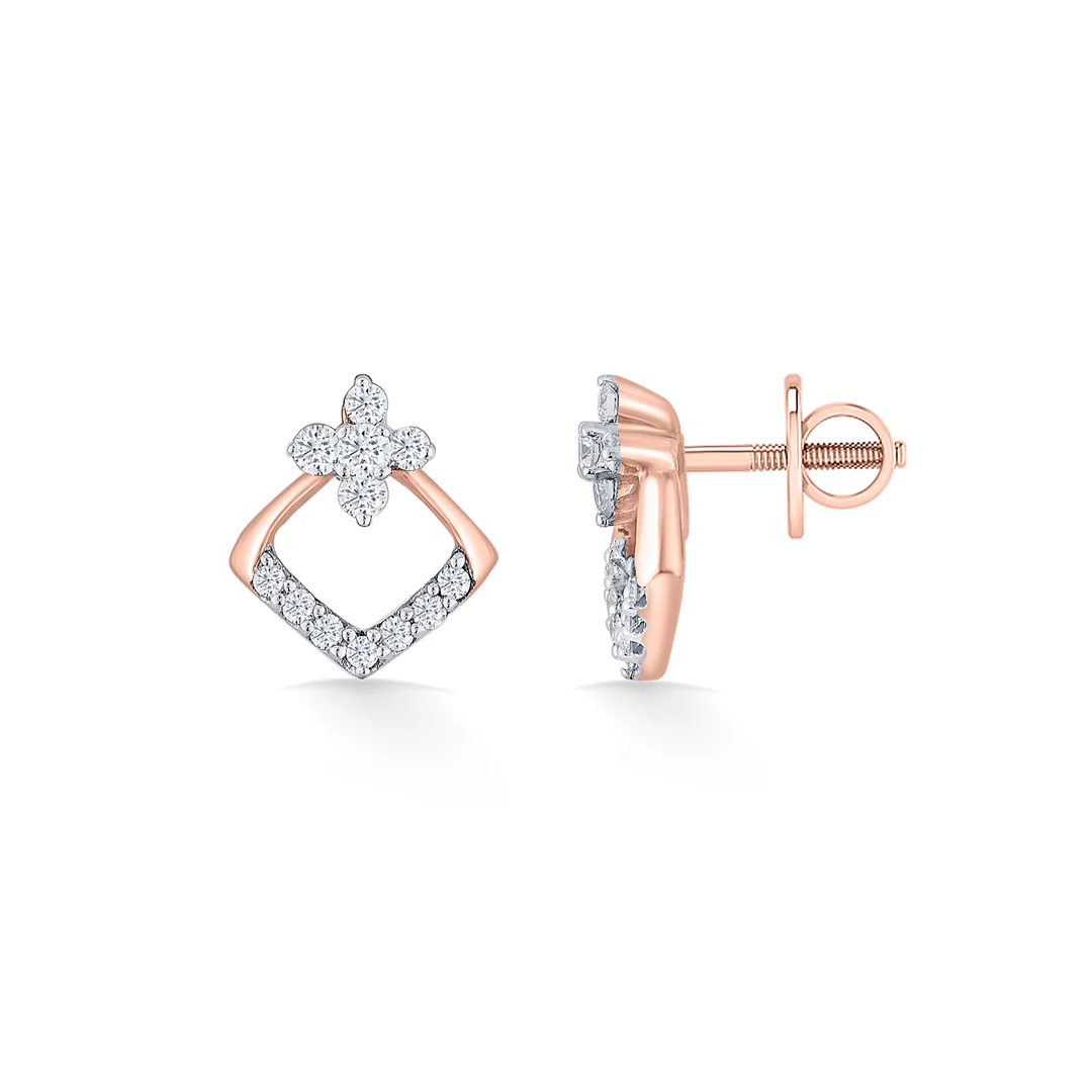 Aurora Crest Rose Gold Stud Diamond Earring For Women - Image 5