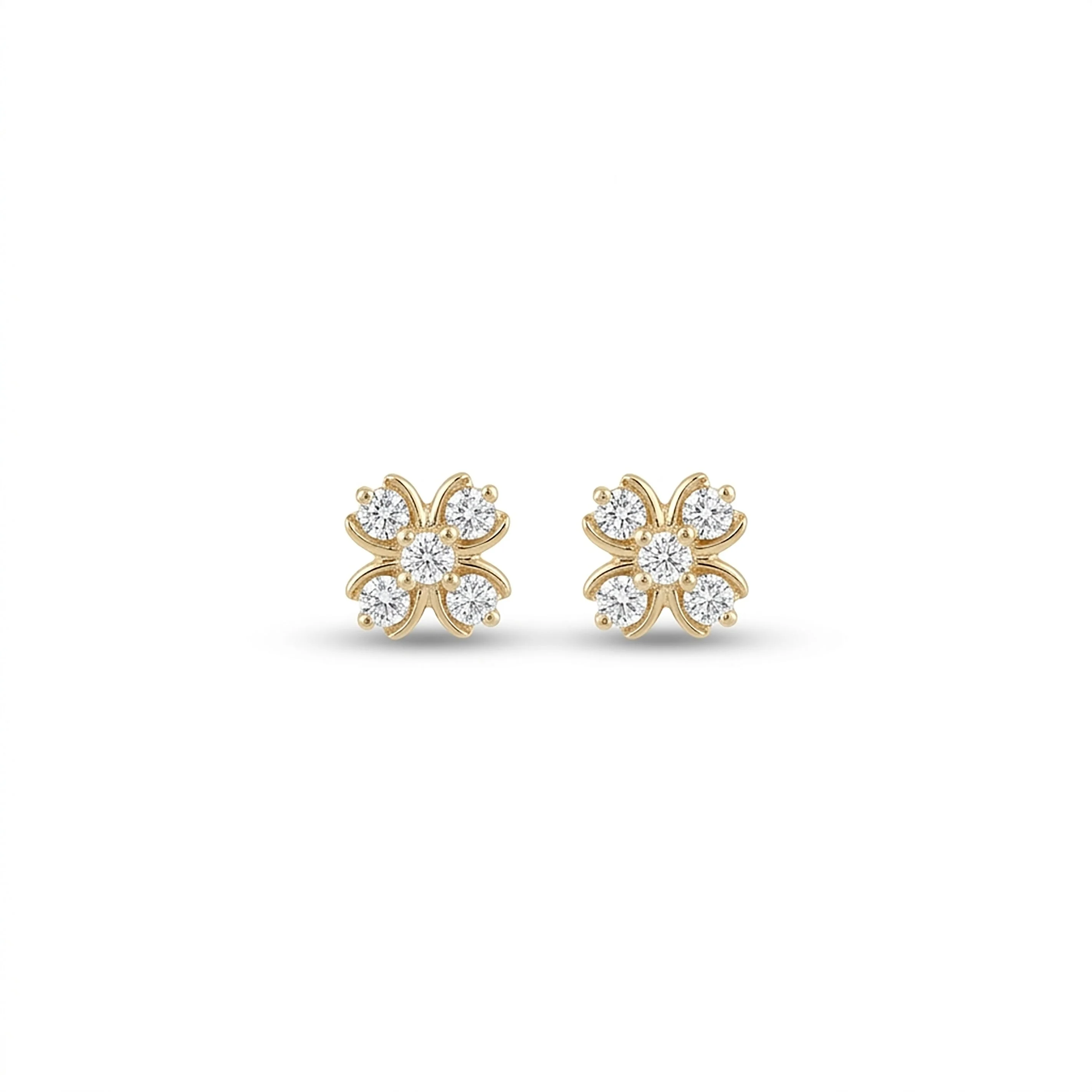 Blooming Lustre Studs Yellow Gold & Diamond Earrings - Image 2