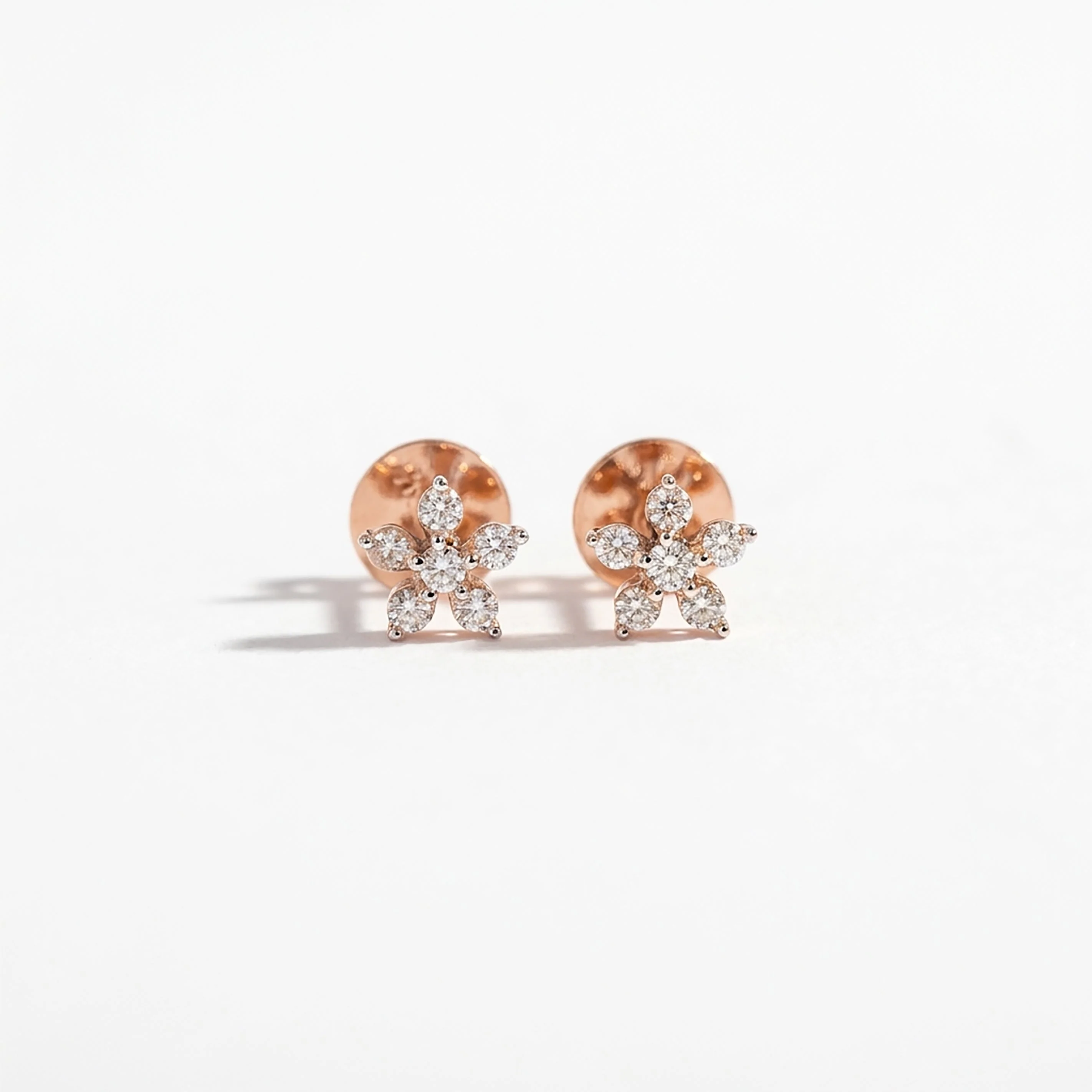 Blossom Dream Studs Rose Gold & Diamond Earrings - Image 2