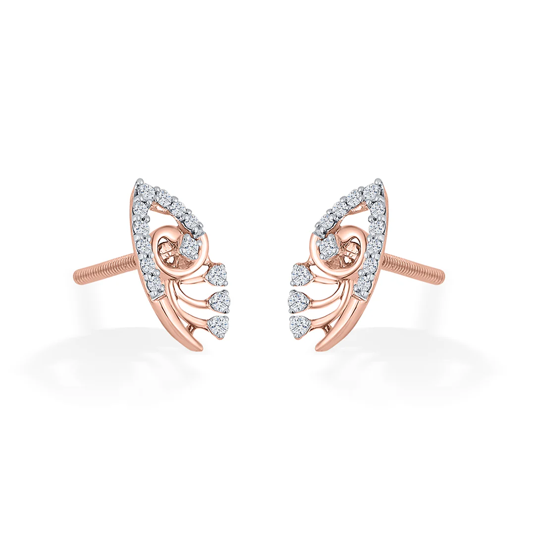 Blossom Veil Rose Gold Stud Diamond Earring For Women - Image 4