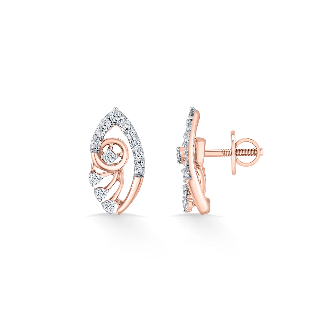 Blossom Veil Rose Gold Stud Diamond Earring For Women - Image 5
