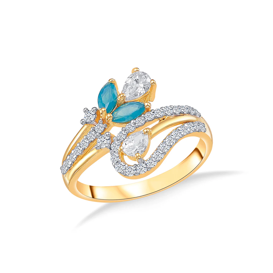 Blue Cascade Gold Fashion Ring For Women - Image 2