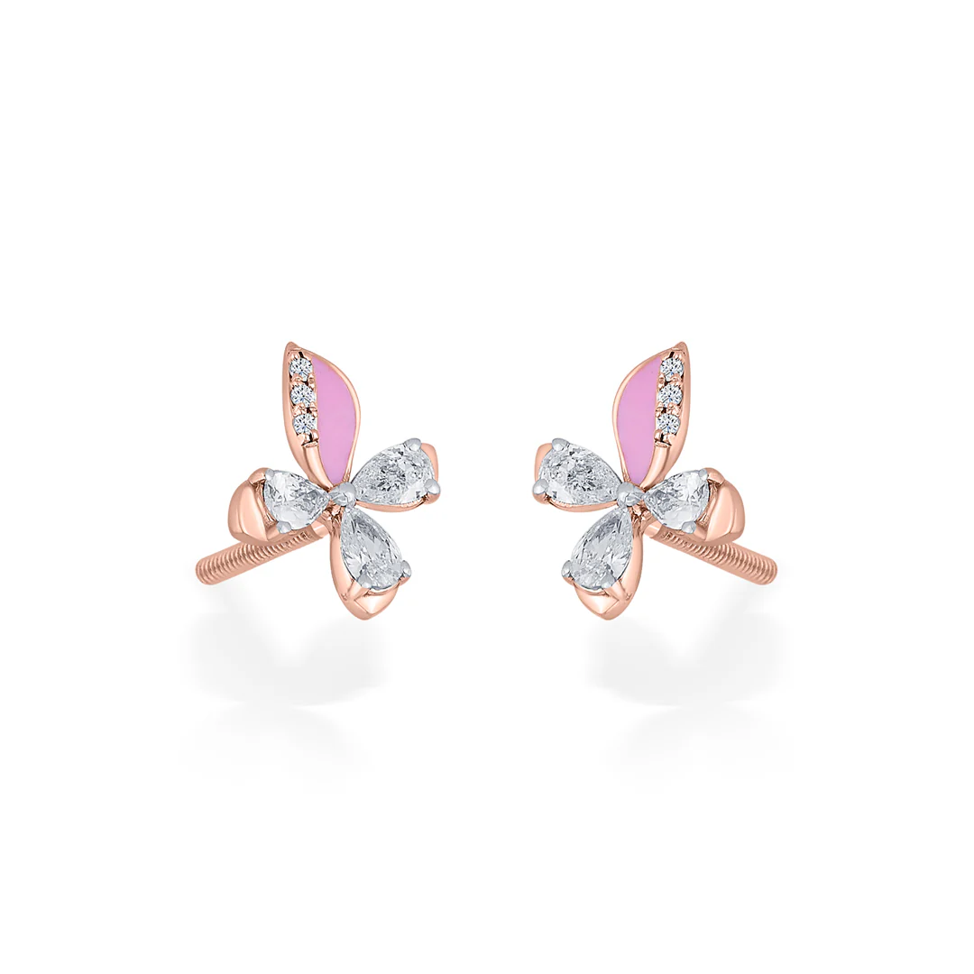 Blush Fly Gold Stud Diamond Earring for Women - Image 4
