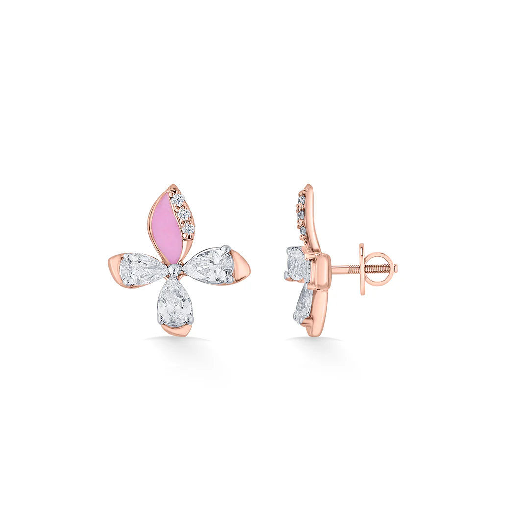 Blush Fly Gold Stud Diamond Earring for Women - Image 5