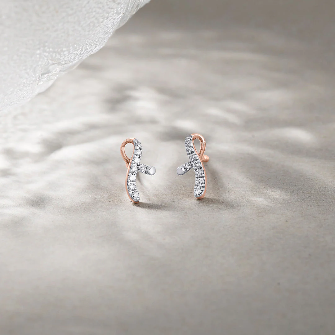 Bright Twist Diamond Stud Earrings