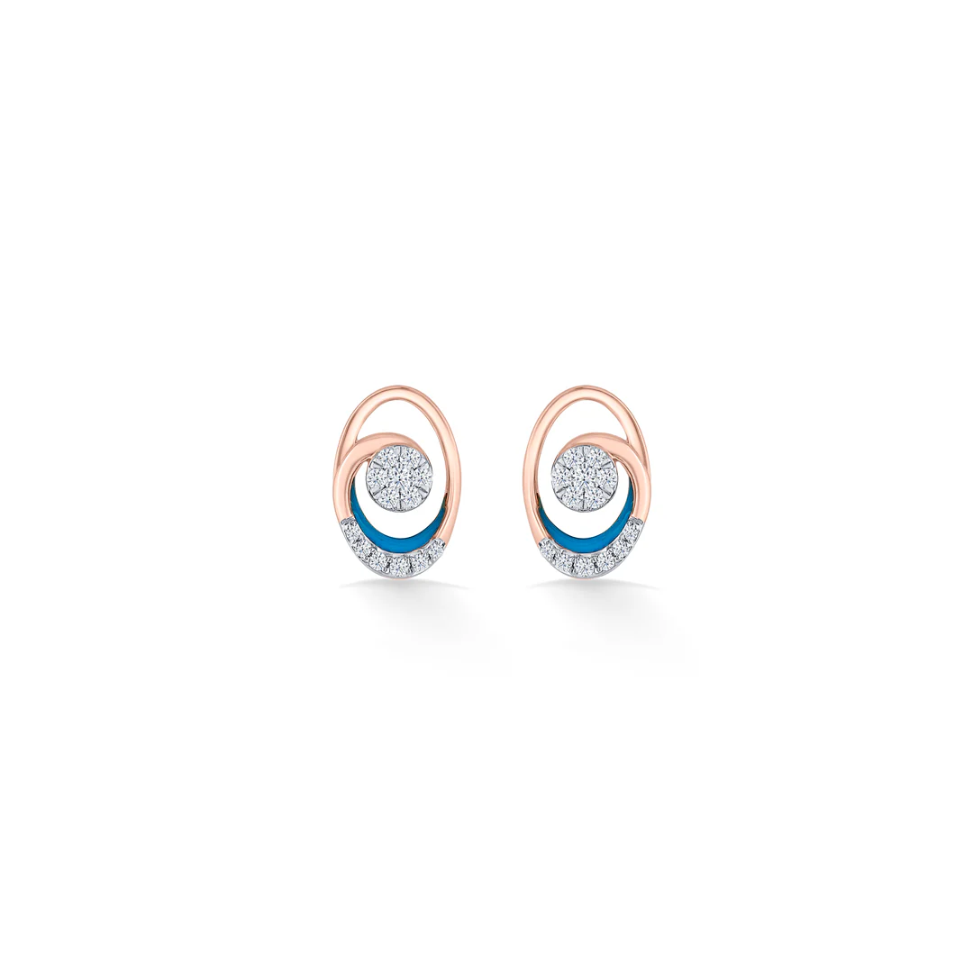 Celestial Crescent Gold & Diamond Stud Earring For Women - Image 3