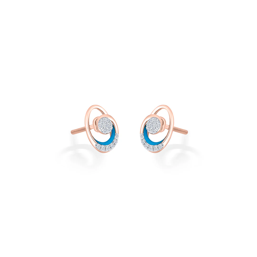Celestial Crescent Gold & Diamond Stud Earring For Women - Image 4