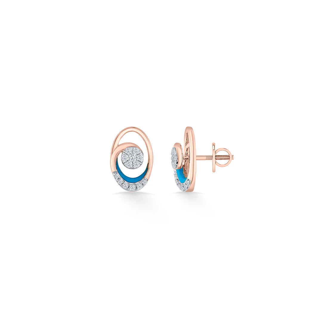 Celestial Crescent Gold & Diamond Stud Earring For Women - Image 5