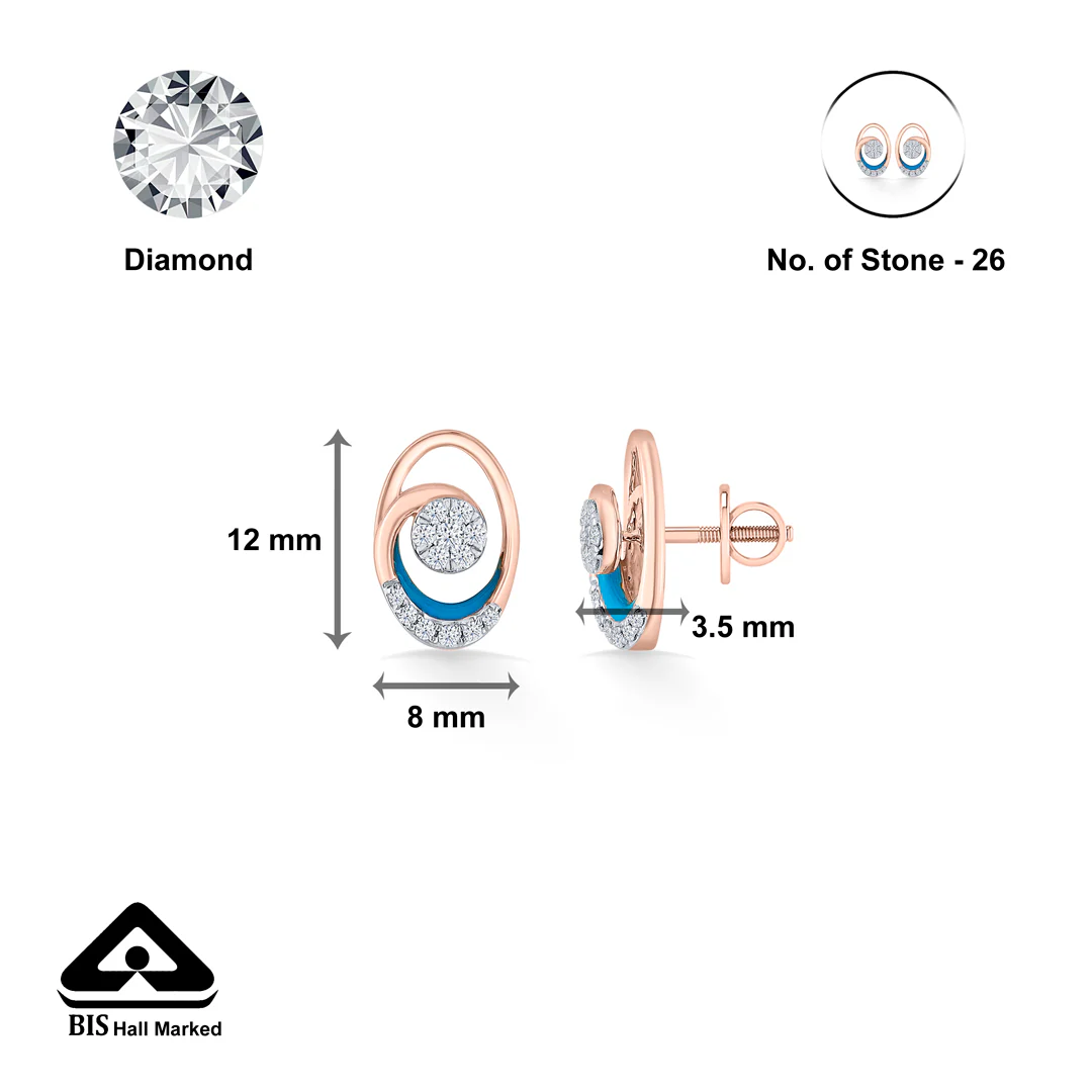 Celestial Crescent Gold & Diamond Stud Earring For Women - Image 6