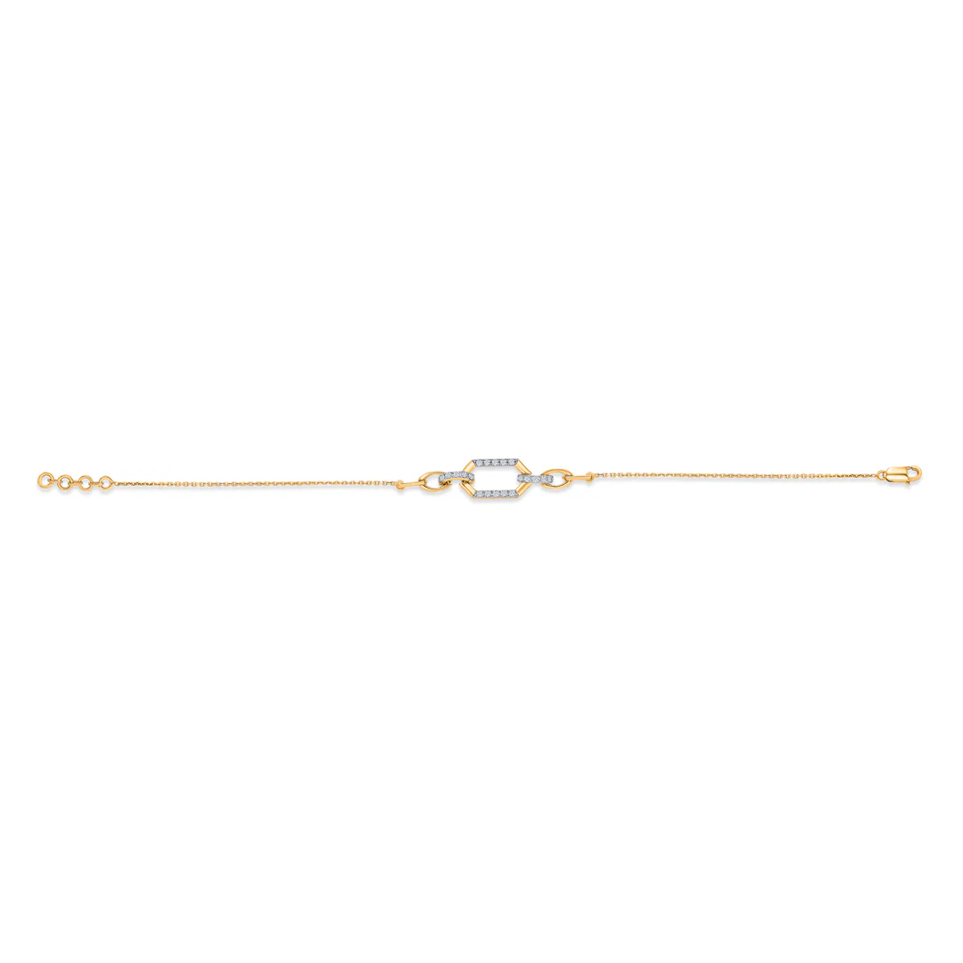Chain Light Gold & Diamond Bracelet - Image 4