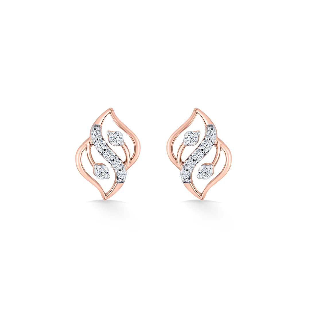 Charm Flick Rose Gold Stud Diamond Earring For Women - Image 3