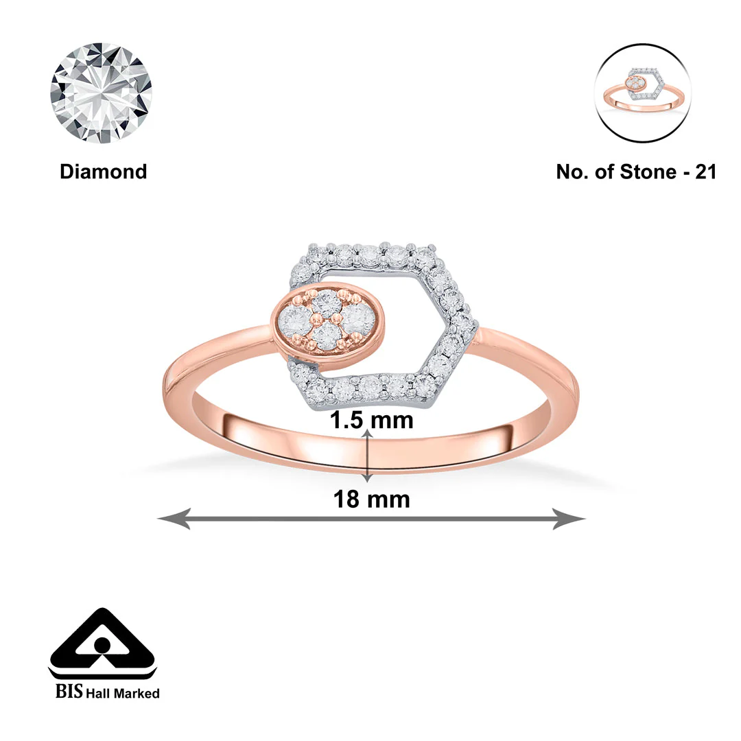 Charming Heaxgon Cocktail Diamond Ring - Image 6
