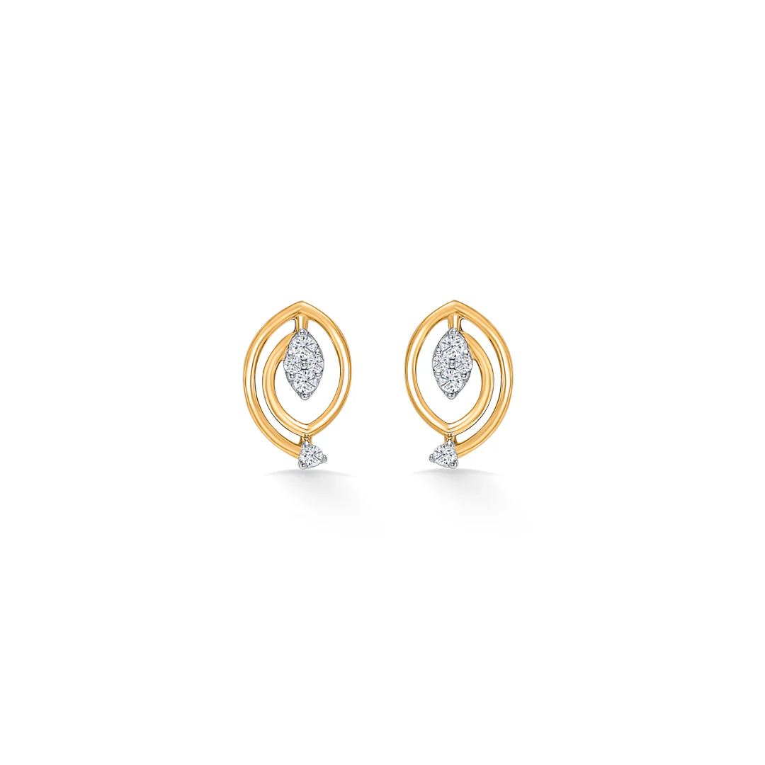 Charming Looplets Glow Gold & Diamond Stud Earring - Image 2