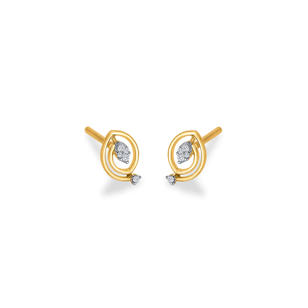 Charming Looplets Glow Gold & Diamond Stud Earring - Image 3