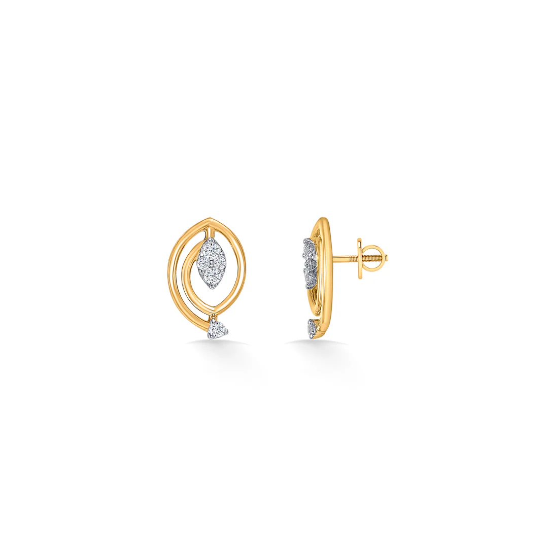 Charming Looplets Glow Gold & Diamond Stud Earring - Image 4