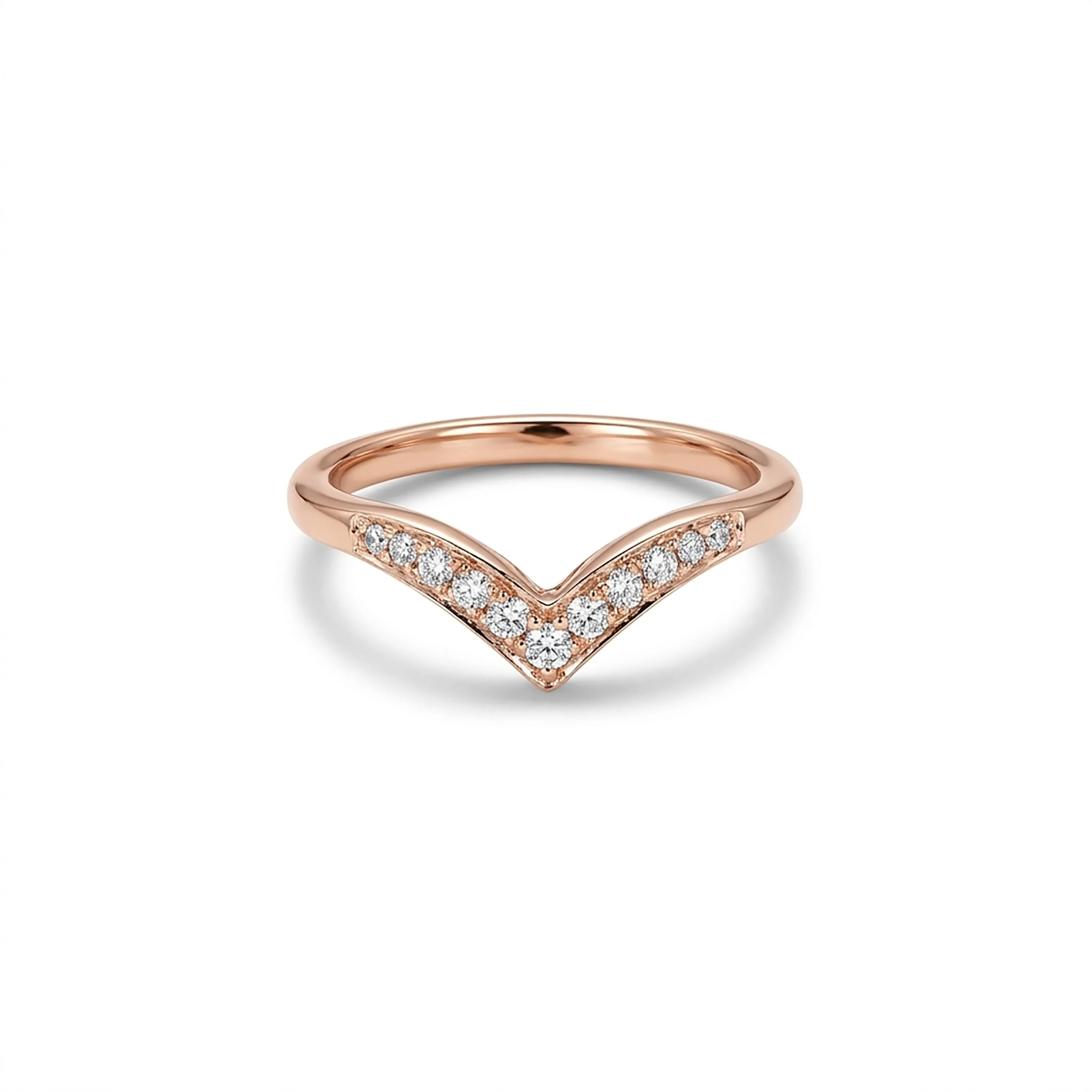 Chevron Spark Fashion Rose Gold & Diamond Ring