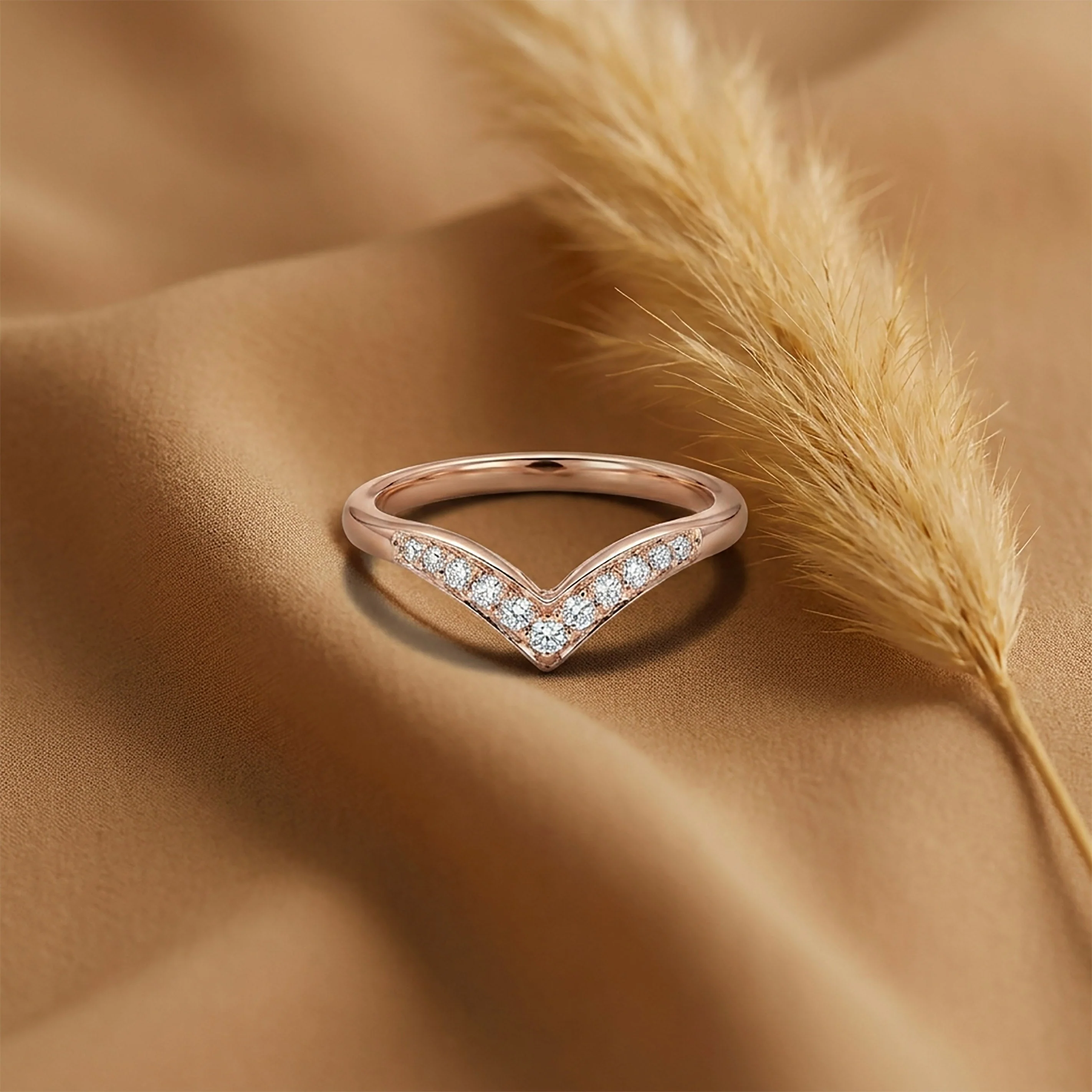 Chevron Spark Fashion Rose Gold & Diamond Ring - Image 2