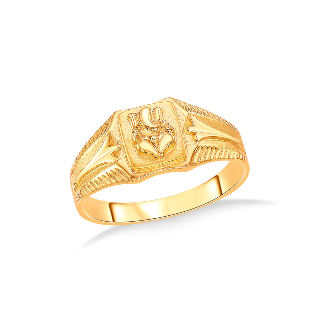 Chitamani Ganesha Yellow Gold Men's Ring - Image 2