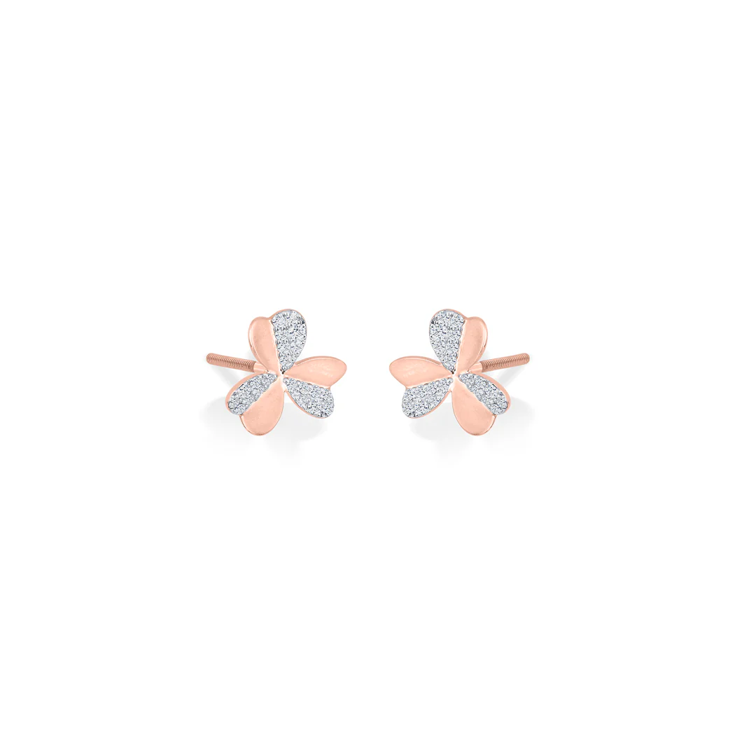 Clove Charm Rose Gold Stud Diamond Earring For Women - Image 4