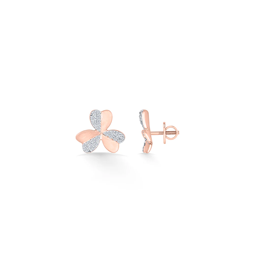 Clove Charm Rose Gold Stud Diamond Earring For Women - Image 5