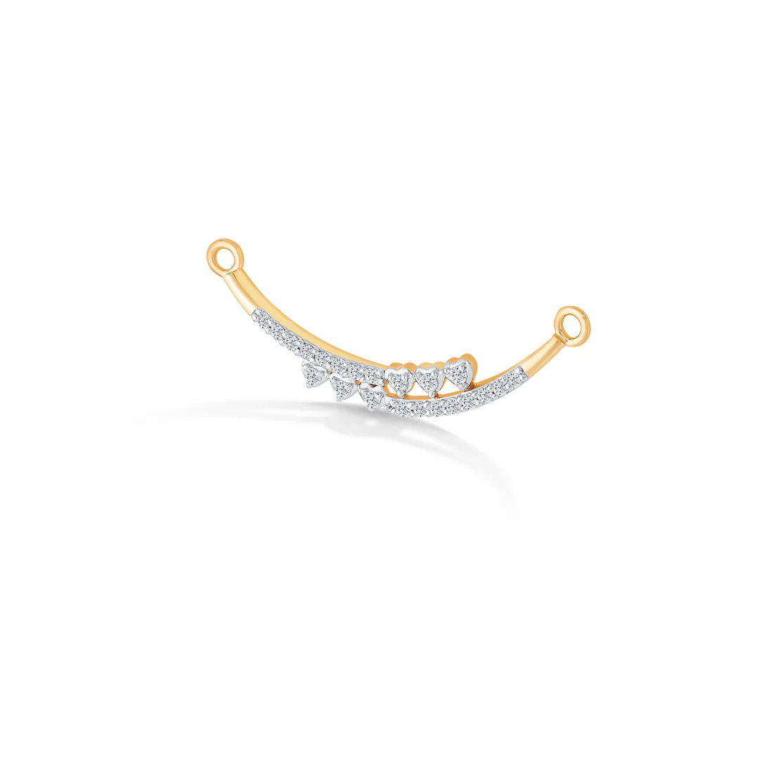 Cluster Heart Yellow Gold & Diamond Tanmaniya Mangalsutra For Women - Image 3