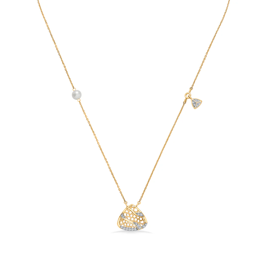 Crescenza Charm Gold & Diamond Modern Necklace - Image 3