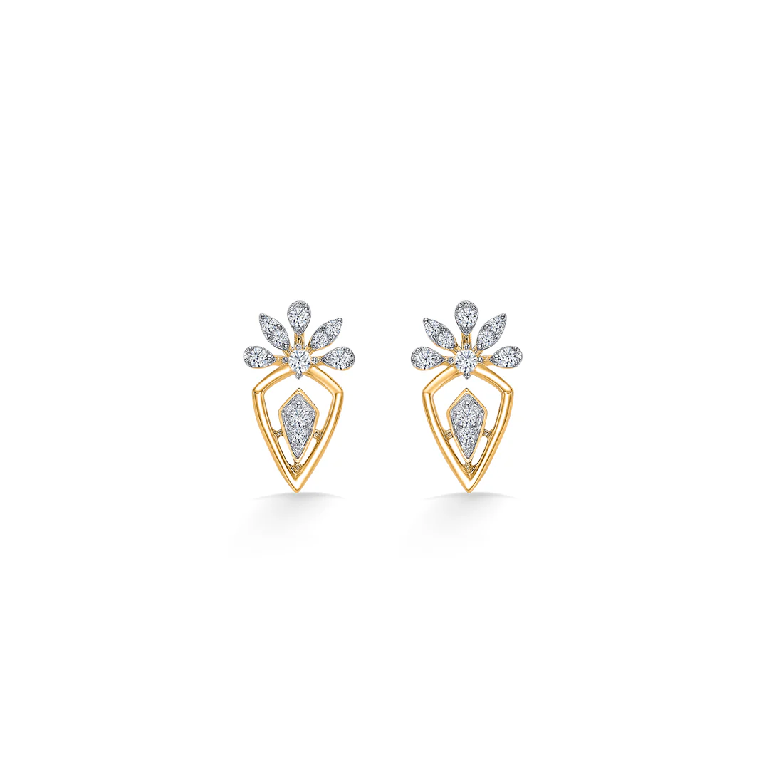 Crystal Crown Gold & Diamond Stud Earring - Image 2