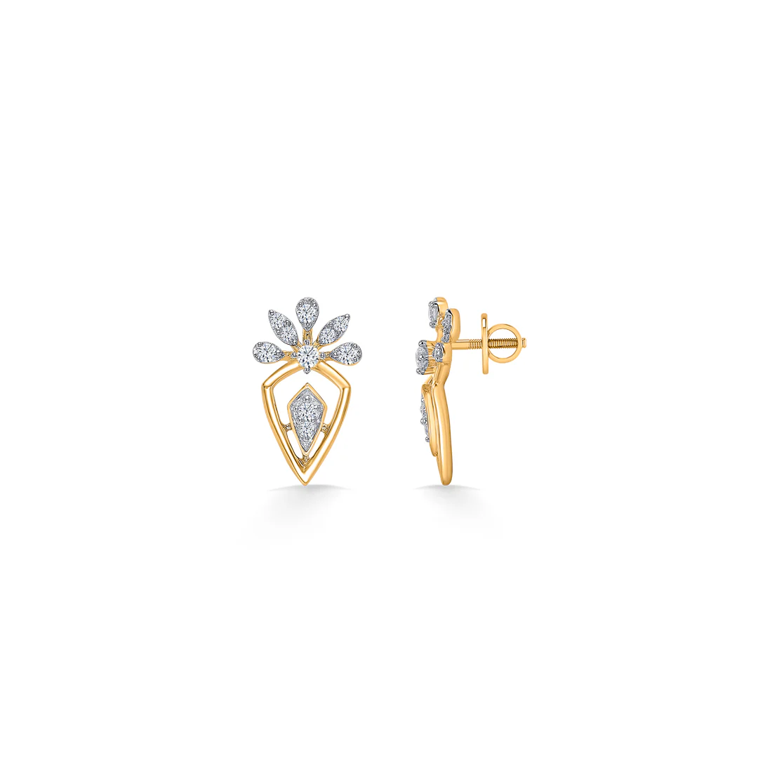 Crystal Crown Gold & Diamond Stud Earring - Image 4